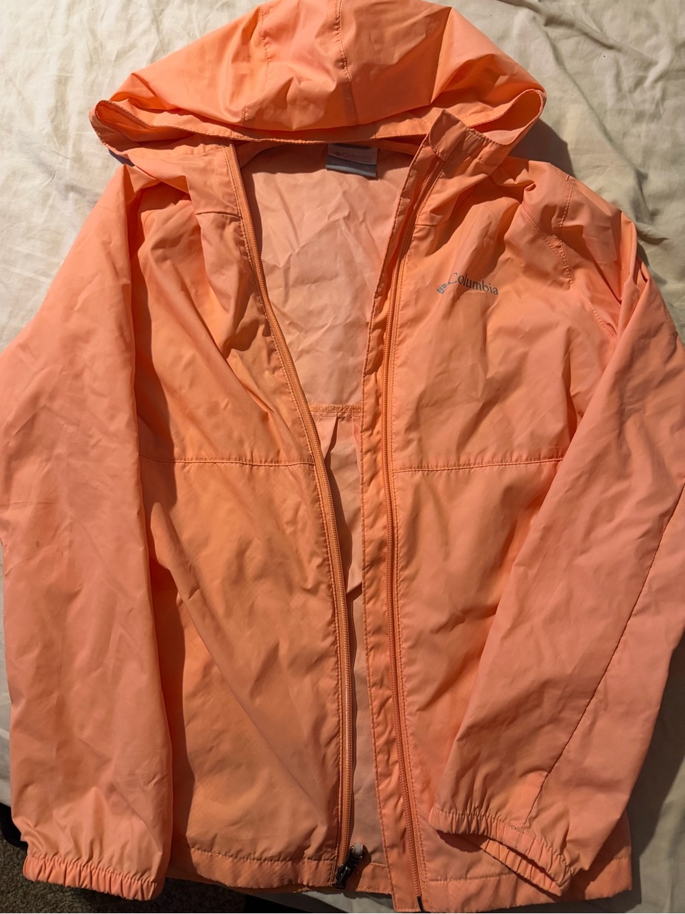 Columbia Kids Peach Lightweight Hooded Rain Jacket